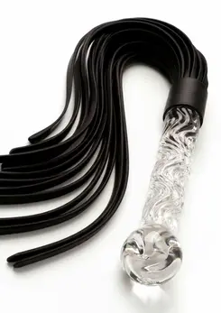 TOYJOY Crystal Leather Whip - Glass Handle & Genuine Leather, 66 cm