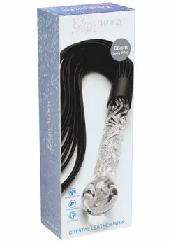 TOYJOY Crystal Leather Whip - Glass Handle & Genuine Leather, 66 cm