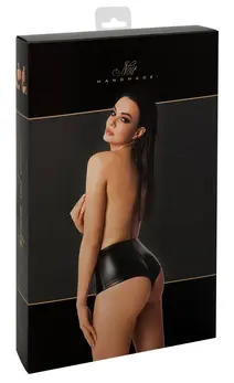Noir Orgia Mysteria Powerwetlook Hot Pants XL, Black, Stretch Fit