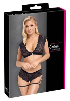 Cottelli Lingerie Lace Set with Decorative Ring & Adjustable Straps XL