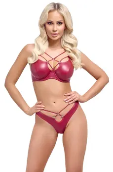 Cottelli Lingerie Red Wet Look Bra Set 80B/M with Decorative Rings