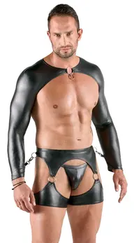 Svenjoyment Bondage Set L - 3-Piece Matte Black Harness Outfit