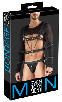 Svenjoyment Bondage Set M - Black Powernet Intimate Outfit with Restraints