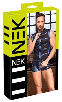 NEK Metallic Blue Strap-Detail Shirt with Powernet Inserts, Size M