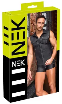 NEK Men’s Sleeveless Shirt M Black Matte Look with D-Ring Details