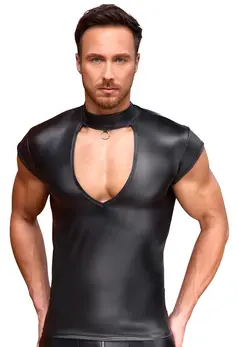NEK Men's Black Matte Shirt XL with V-Cut and Stand-Up Collar