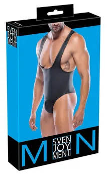 Svenjoyment Men's Body L Black Matte Wrestler-Style Zip Bodysuit