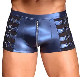 NEK Men’s Metallic Blue Fitted Pants with Zipper and Powernet Inserts L