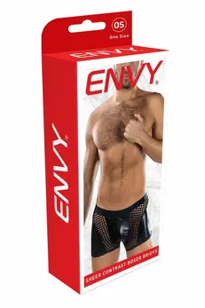 ENVY Sheer Contrast Boxer Briefs Black OS - Breathable Mesh Design