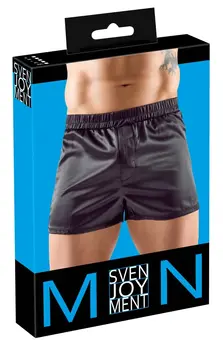 Svenjoyment Men's Satin Boxers Black M - Loose Fit, Elastic Waistband