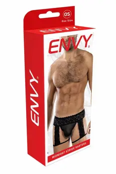 ENVY Midnight Stride Garters Black OS - Elegant Lace Leg Harness