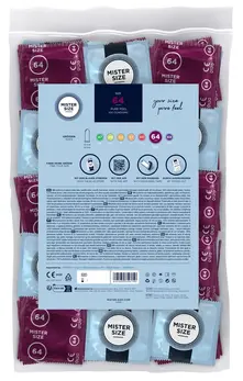 Mister Size 64mm Ultra-Thin Vegan Latex Condoms 100-Pack Large Fit