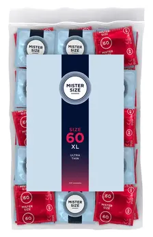 Mister Size 60mm Ultra Thin Latex Condoms 100-Pack Vegan Transparent