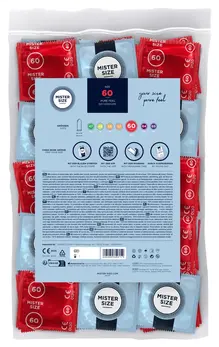 Mister Size 60mm Ultra Thin Latex Condoms 100-Pack Vegan Transparent