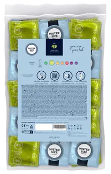 Mister Size 49mm Ultra Thin Latex Protection 100-Pack Vegan Transparent