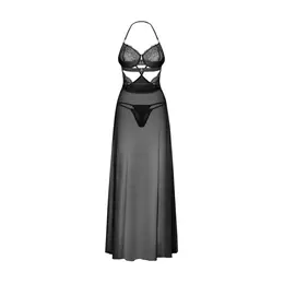Obsessive Iliosa Chemise & Thong 2XL/3XL Black Lace Tulle Set