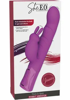 She.E.O Thick G-Spot Rabbit Vibrator Dual Motor Silicone Pink