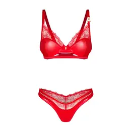 Obsessive Aliosa 2-Piece Lingerie Set Red 2XL/3XL Adjustable Lace