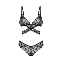Obsessive Blomentis Elegant Lace Lingerie Set Black M/L