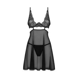 Obsessive Nutris Babydoll & Thong Black XS/S - Lace Elegance Set