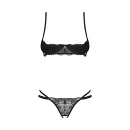 Obsessive Nutris Black Lace 2-Piece Open Set XL/2XL Adjustable
