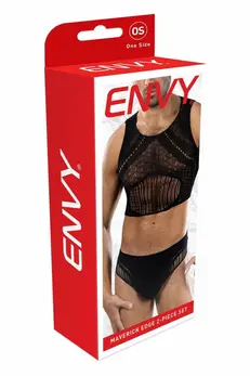 ENVY Maverick Edge 2 Piece Set Black OS - Geometric Lace Design