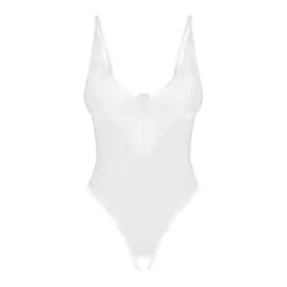 Obsessive Alissium Open Design Bodysuit White XS/S Geometric Lace