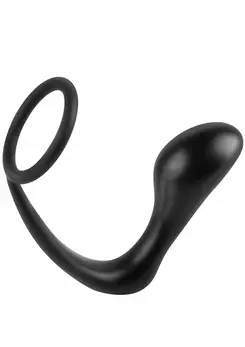 Ass Delight Prostate Plug Silicone Comfort Ring Black 12 cm