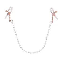 Sportsheets S&M Peaches n' CreaMe Pearl Nipple Clamps Rose Gold Adjustable
