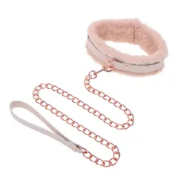 Sportsheets S&M Peaches 'n CreaMe Adjustable Fur Collar & Leash Set, Peach