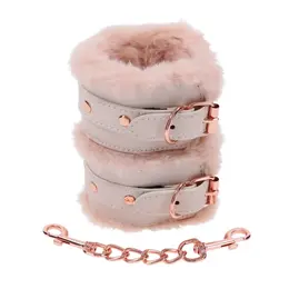 Sportsheets S&M Peaches ‘n CreaMe Faux Fur Handcuffs Cream Adjustable