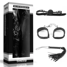 Lovetoy Deluxe 3-Piece Bondage Set - Handcuffs, Gag, Whip