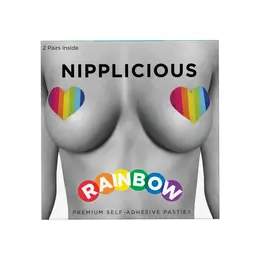 Rainbow Nipple Covers & Lip Stickers Set - Heart & Lips Shape, 2 Pairs