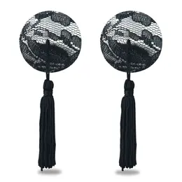 Lovetoy Reusable Lace Fringe Nipple Covers Set of 2, Black, 17x10cm