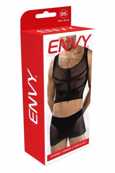 ENVY Fishnet Armor 2 Piece Set Black OS - Breathable Mesh Athletic Look