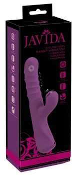 Javida 3 Function Rabbit Vibe - Thrust & Thumping, Liquid Silicone, 24cm