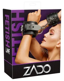 ZADO Leather Handcuffs Black Studio-Grade Cowhide 22 cm Adjustable