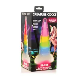UniGlow Silicone Intimate Machine Rainbow Glow-in-the-Dark, Suction Cup Base