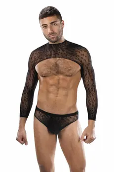 ENVY Untamed 2 Piece Set Black OS - Sheer Lace Crop Top & Thong
