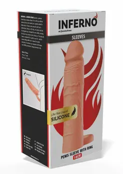 INFERNO by HIDDEN DESIRE Liquid Silicone Extension Sleeve 18 cm with Ring