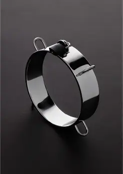 Kiotos Dungeon Steel Collar with 4 D-Rings, Adjustable, Silver