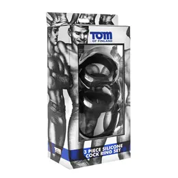 XR Brands 3-Piece Silicone Ring Set - Flexible Sizes, Black