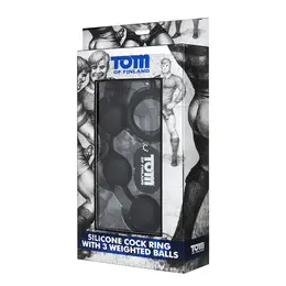 XR Brands Master Series Silicone Ring with 3 Weighted Balls Black