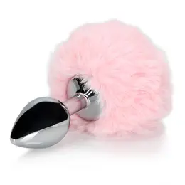 SINNER Gear Metal Intimate Plug with Pink Bunny Tail - Small Size