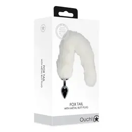 Sinner Gear Fox Tail Plug White - Metal Accessory with Faux Fur Tail