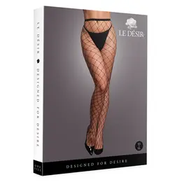 Shots Le Desir Pantyhose Wide Fishnet OS Black Flexible Fit