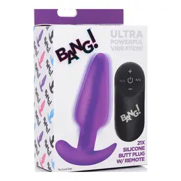 BANG Silicone Remote-Controlled Vibrating Plug, 21 Modes, Waterproof