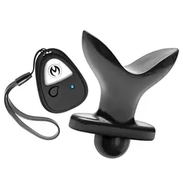 XR Brands Ass Anchor Vibrating Anal Plug with Remote Control Black