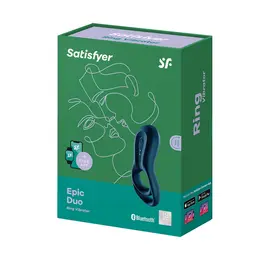 Epic Duo Ring Vibrating Double Silicone Stimulation System Black