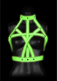 Ouch! Glow in the Dark Bra Harness S/M - Adjustable Luminous Green